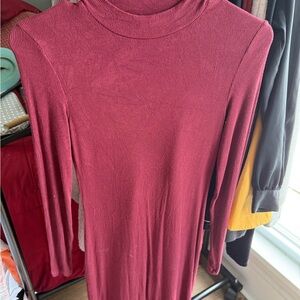 American Apparel Burgundy Long Sleeve Dress
